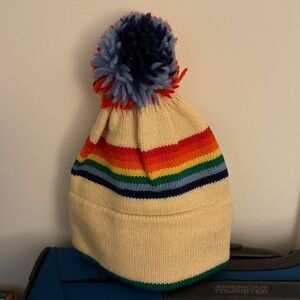 Heads Up Kids Unisex Knit Striped Wool Ski Hat Beanie with Pom by L.Quest Smith.